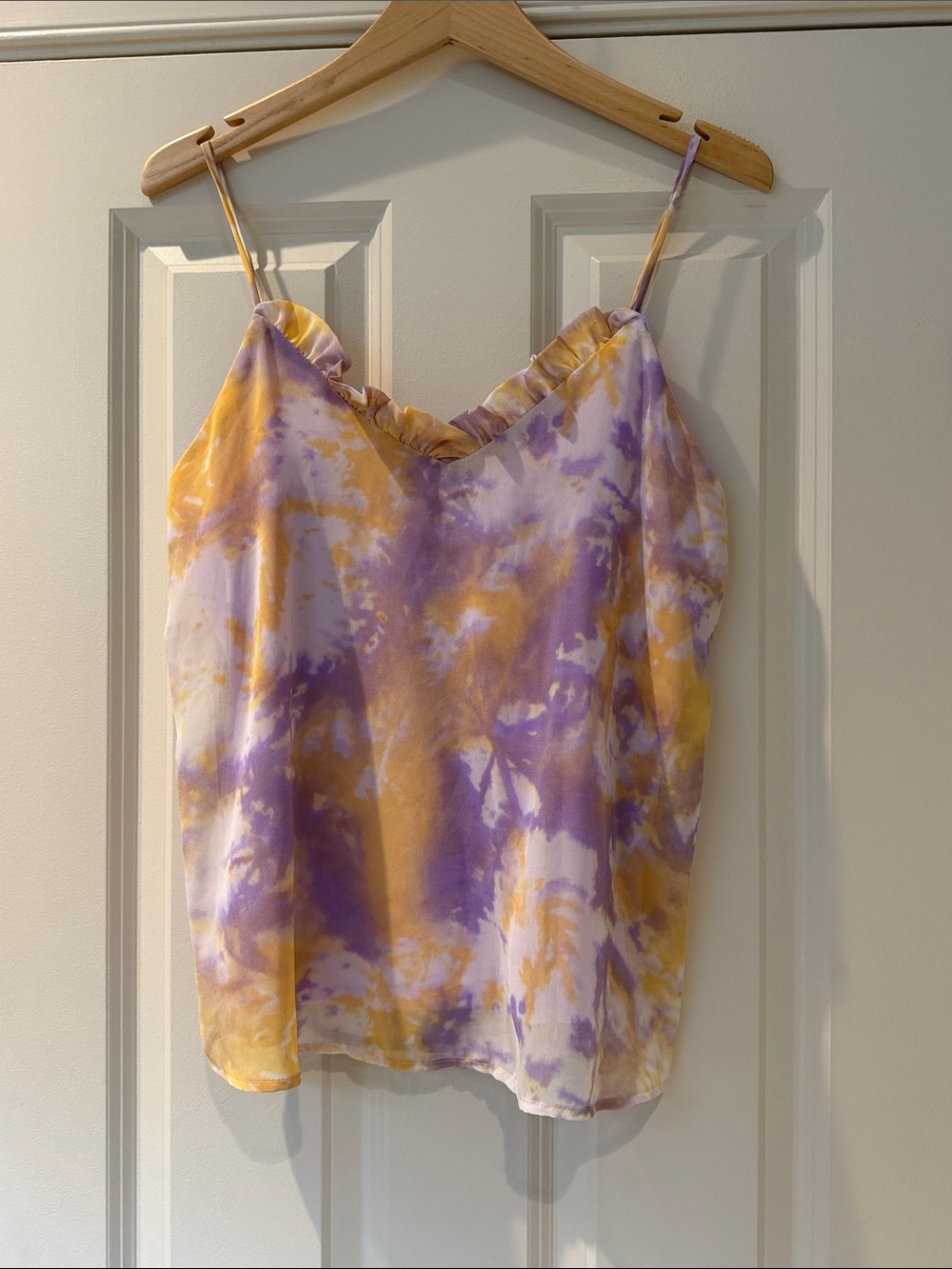 Game Day Tie-Dye Ruffle-Trim Cami Purple & Gold ADRIENNE